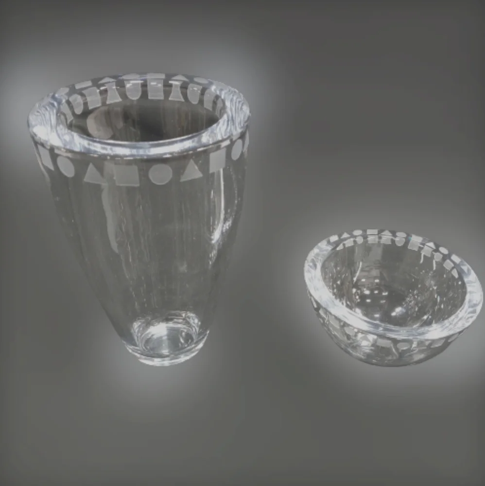 *RARE Vintage MCM SASAKI Crystal Vase & Bowl Set